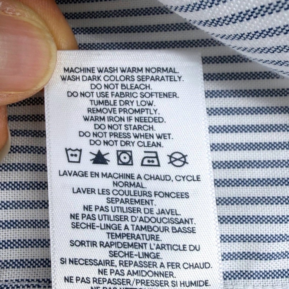 Lands End Mens Supima No Iron Oxford Shirt Blue White Stripe 17-33‎ Traditional - Picture 6 of 10